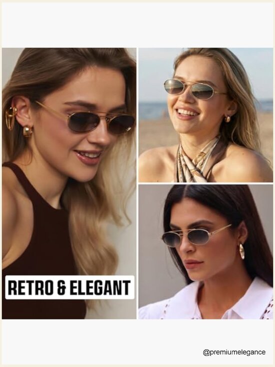 Trendy Oval Sunglasses Retro 90s Metal Small Frame